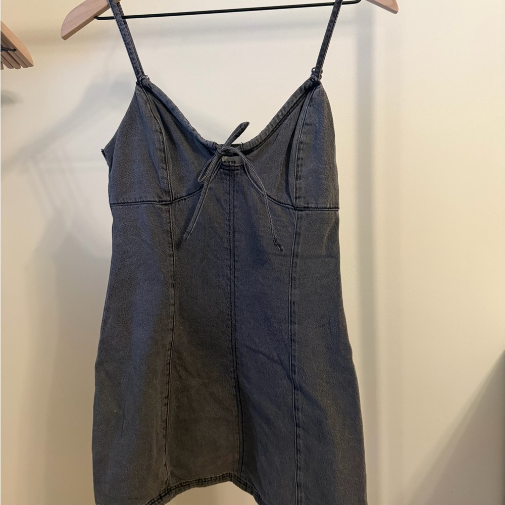 Hollister Black Denim Mini Dress with Spaghetti Straps